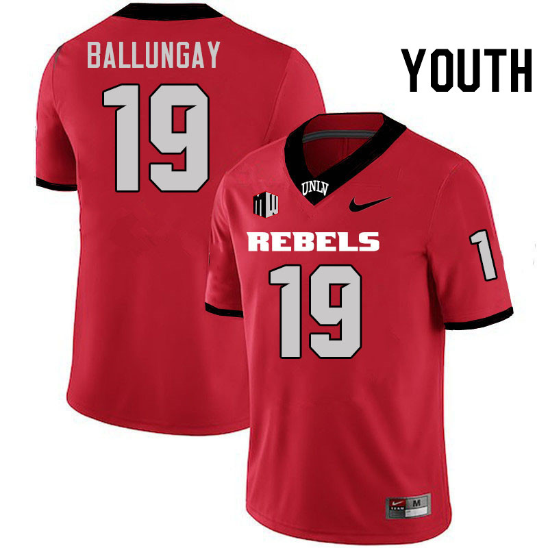 Youth #19 Kaleo Ballungay UNLV Rebels College Football Jerseys Stitched-Scarlet